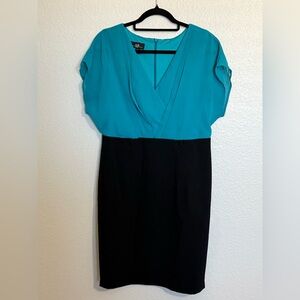 AGB Dress Women’s Pencil Skirt Dress- Teal Blue and Black- Size 10- No Belt